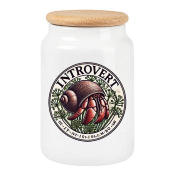 Introvert Snail Badge - Cookie Jar with Wooden Lid - white - Front