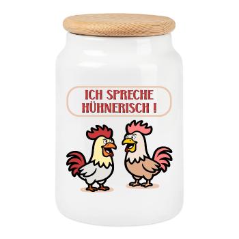 Poulets Language Volaille - Boîte à biscuits avec couvercle en bois - blanc - Devant