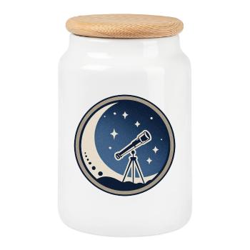 Astronomie et fascination pour l’univers infini - Boîte à biscuits avec couvercle en bois - blanc - Devant