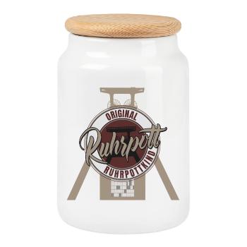 Original Ruhrpottkind - Cookie Jar with Wooden Lid - white - Front