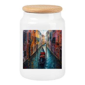 Venedig - Keksdose mit Holzdeckel - Weiß - Vorne