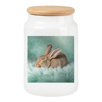 Rêves néon de lapin - Boîte à biscuits avec couvercle en bois - blanc - Devant