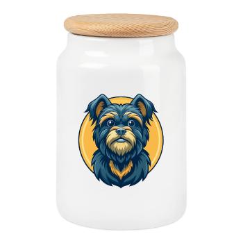 Affenpinscher Dog Kawaii Mascot Cartoon Clipart - Cookie Jar with Wooden Lid - white - Front