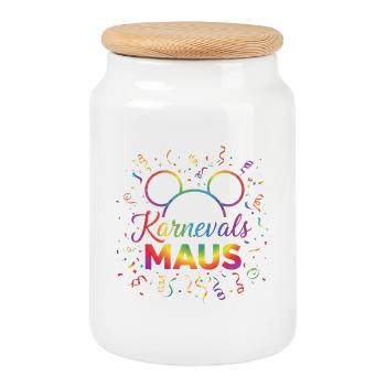 Carnival Mouse - Cookie Jar with Wooden Lid - white - Front