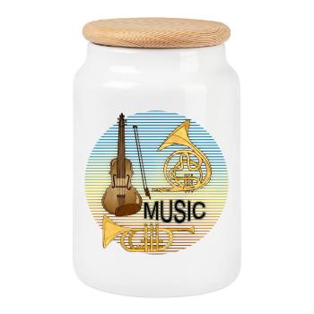 Instruments de musique - Boîte à biscuits avec couvercle en bois - blanc - Devant