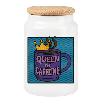 Reine de la caféine - Boîte à biscuits avec couvercle en bois - blanc - Devant