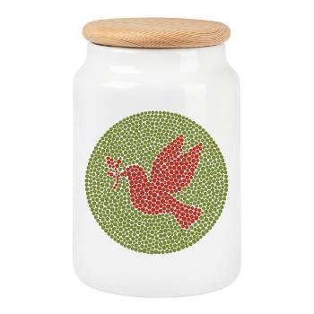 Colombe de la Paix dans le style Ishihara – Chemise artistique - Boîte à biscuits avec couvercle en bois - blanc - Devant