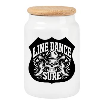 Line Dance Skull Western - Cookie Jar with Wooden Lid - white - Front