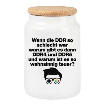 DDR4 & DDR5, NUR FÜR NERDS! GAMER NERDHUMOR ZOCKER - Keksdose mit Holzdeckel - Weiß - Vorne