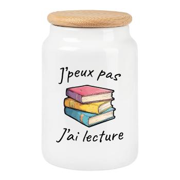 Passion lecture, gens cultivés, lire des romans - Boîte à biscuits avec couvercle en bois - blanc - Devant