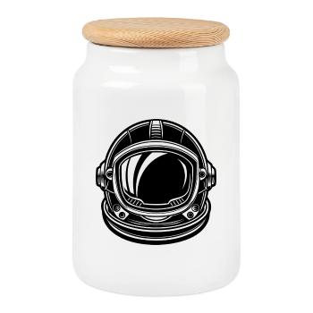 Astronautenhelm - Keksdose mit Holzdeckel - Weiß - Vorne
