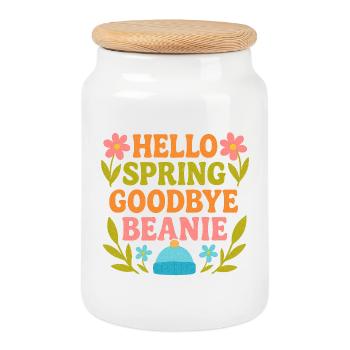 Hallo Frühling Goodbye Cap - Keksdose mit Holzdeckel - Weiß - Vorne