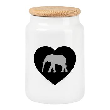 Elefant - Keksdose mit Holzdeckel - Weiß - Vorne