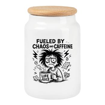 Alimenté par la caféine - Boîte à biscuits avec couvercle en bois - blanc - Devant