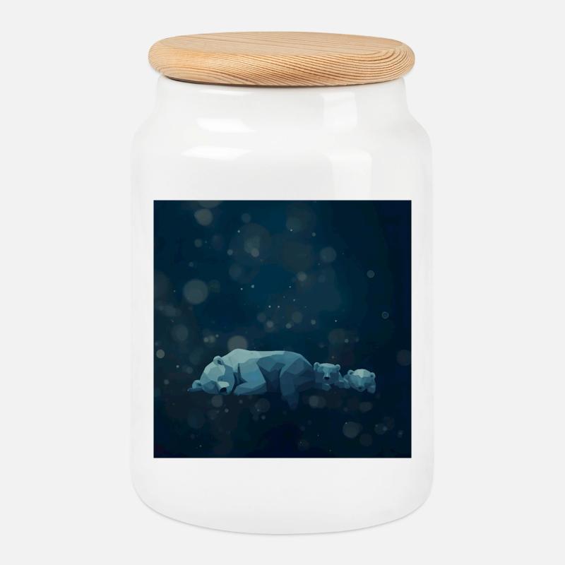 Blue Night Geometrische Eisbären - Keksdose mit Holzdeckel - Weiß