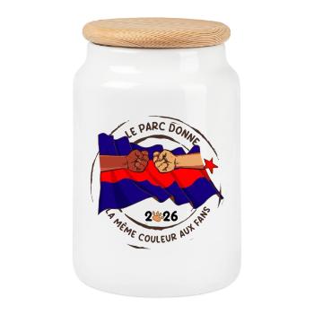 Le_Parc_donne_la_meme_couleur_aux_fans - Keksdose mit Holzdeckel - Weiß - Vorne