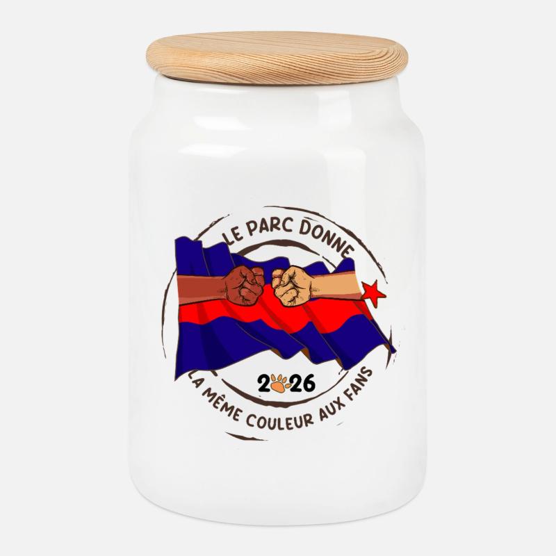 Le_Parc_donne_la_meme_couleur_aux_fans - Cookie Jar with Wooden Lid - white