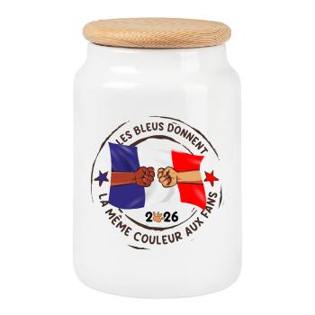 Les_bleus_donnent_la_meme_couleur_aux_fans - Boîte à biscuits avec couvercle en bois - blanc - Devant