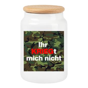YOU WON'T GET ME, CONSCIENTIOUS OBJECTOR - Cookie Jar with Wooden Lid - white - Front
