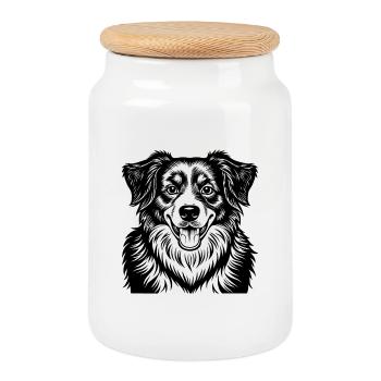 Australian Shepherd - Keksdose mit Holzdeckel - Weiß - Vorne