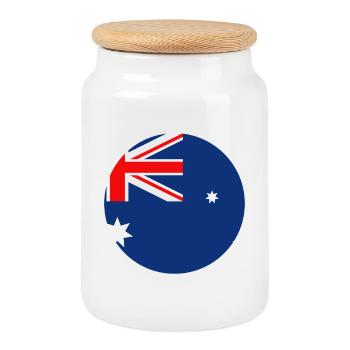 Australische Flaggenrunde - Keksdose mit Holzdeckel - Weiß - Vorne