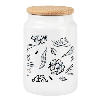 Seamless_pattern_with_roses - Boîte à biscuits avec couvercle en bois - blanc - Devant