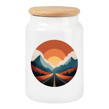 Mountain hiking for nature lovers - Cookie Jar with Wooden Lid - white - Front