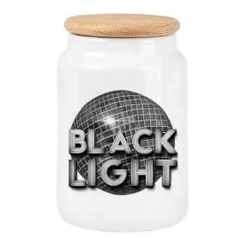 Schwarzes Licht Retro-Disco - Keksdose mit Holzdeckel - Weiß - Vorne