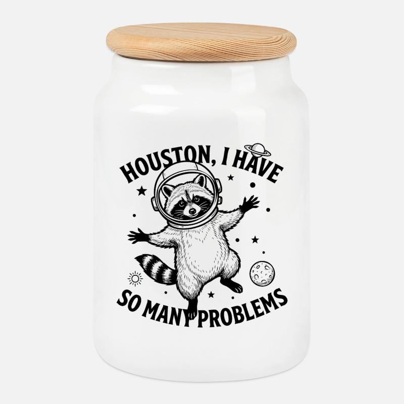 Problem bear - Cookie Jar with Wooden Lid - white