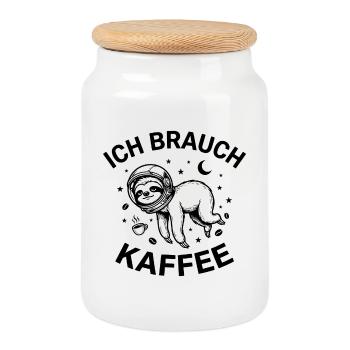 I need coffee - Cookie Jar with Wooden Lid - white - Front