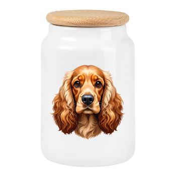 Cocker Spaniel - Boîte à biscuits avec couvercle en bois - blanc - Devant