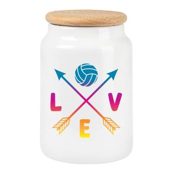 L’amour du volley-ball - Boîte à biscuits avec couvercle en bois - blanc - Devant