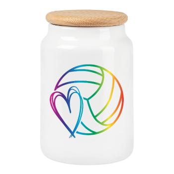 L'amour du volley-ball - Boîte à biscuits avec couvercle en bois - blanc - Devant