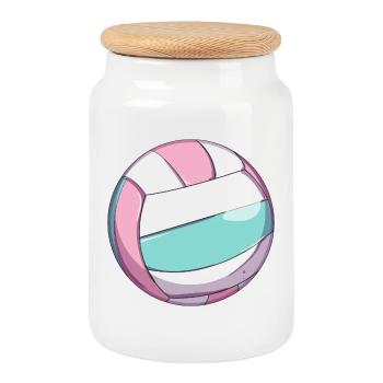 Volley-ball vintage - Boîte à biscuits avec couvercle en bois - blanc - Devant