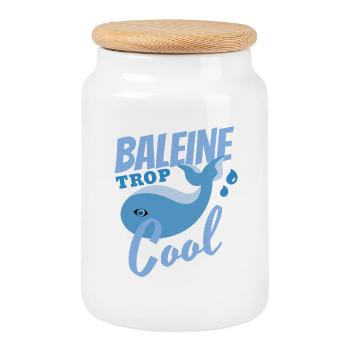 Baleine trop cool - Boîte à biscuits avec couvercle en bois - blanc - Devant