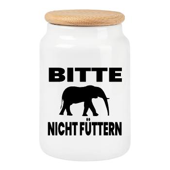 Elefant - Keksdose mit Holzdeckel - Weiß - Vorne