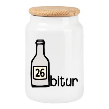 Party Bottle - Abitur 2026 - Cookie Jar with Wooden Lid - white - Front