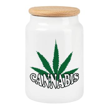 Cannabis - Weed - Legalize - Boîte à biscuits avec couvercle en bois - blanc - Devant