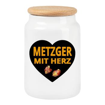 Metzger - Keksdose mit Holzdeckel - Weiß - Vorne