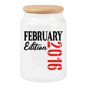 Février 2016 - 11e anniversaire - Boîte à biscuits avec couvercle en bois - blanc - Devant
