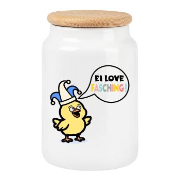 Costumes de poules du carnaval des œufs - Boîte à biscuits avec couvercle en bois - blanc - Devant