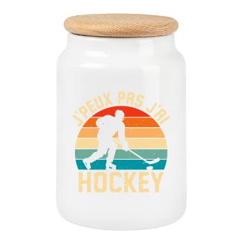 J'Peux Pas J'Ai Hockey Retro Hockey sur Glace - Cookie Jar with Wooden Lid - white - Front