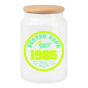 Father 1985 - Cookie Jar with Wooden Lid - white - Front