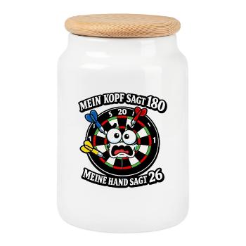 Head says 180, hand says 26 - Cookie Jar with Wooden Lid - white - Front