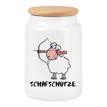 Sagittarius Sagittarius Zodiac sign Sheep - Cookie Jar with Wooden Lid - white - Front