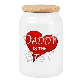 DADDY IS THE BEST - Cookie Jar with Wooden Lid - white - Front
