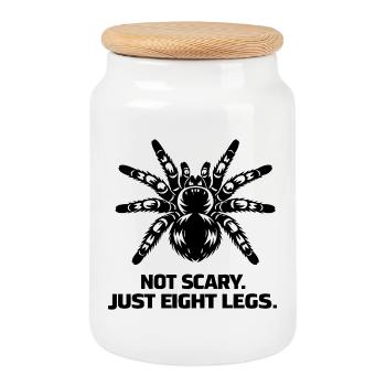 Not Scary Just Eight Legs - Keksdose mit Holzdeckel - Weiß - Vorne