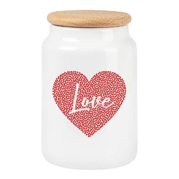 Heart of Love Heart Love Valentine's Day Gift - Cookie Jar with Wooden Lid - white - Front