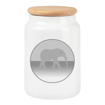 Éléphant - Boîte à biscuits avec couvercle en bois - blanc - Devant