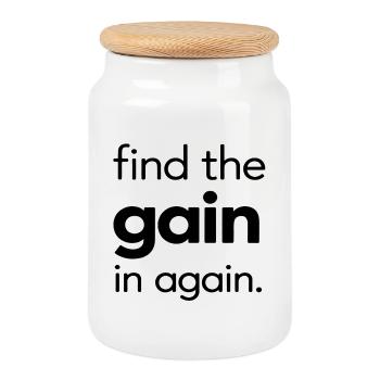 Find the Gain in Again - Keksdose mit Holzdeckel - Weiß - Vorne